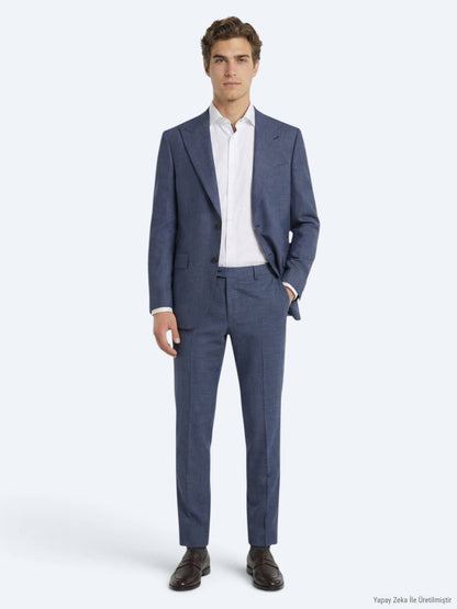 Blauer Wollmischanzug
