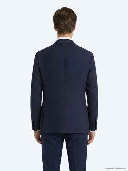 Bunte Micro Modern Fit 100% Leinenjacke