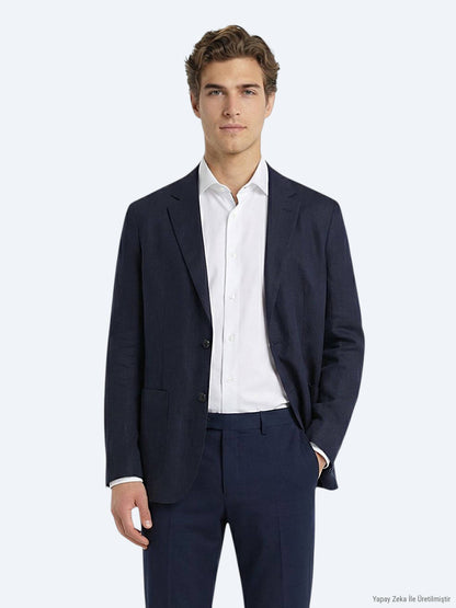 Bunte Micro Modern Fit 100% Leinenjacke
