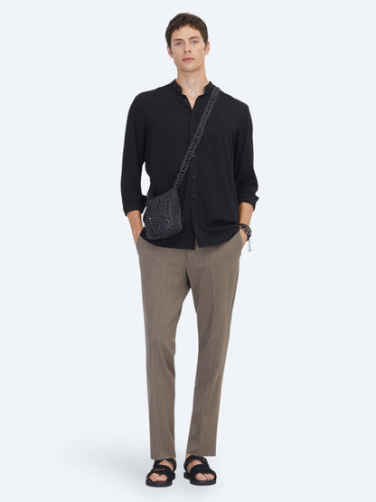Schwarzes Regular Fit Webhemd