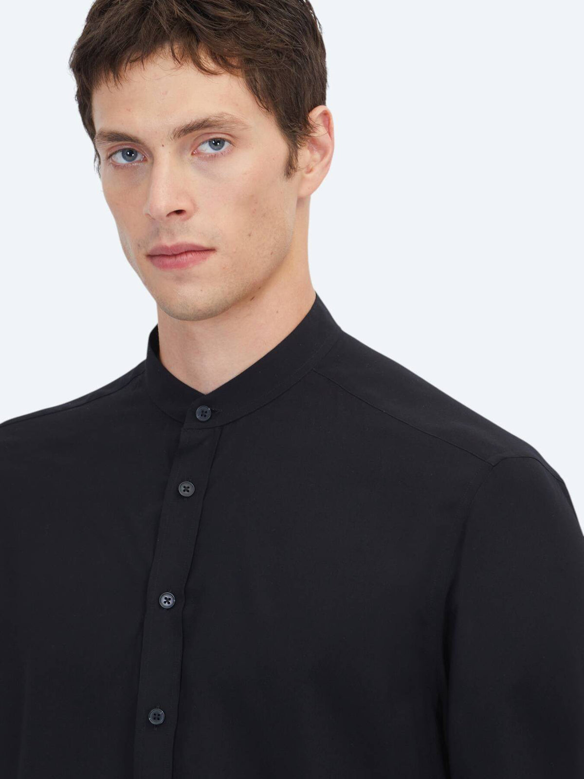 Schwarzes Regular Fit Webhemd