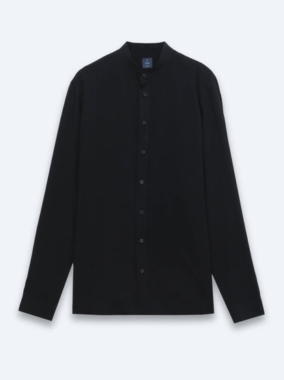 Schwarzes Regular Fit Webhemd