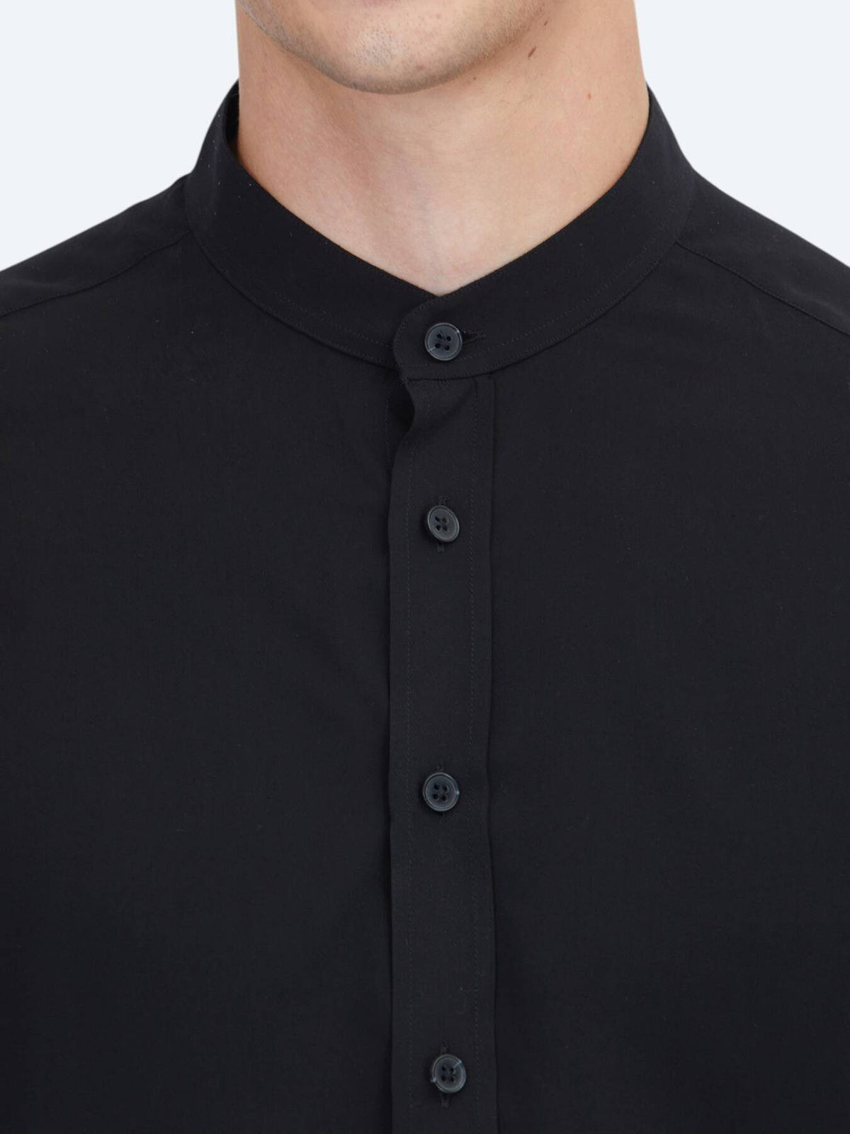 Schwarzes Regular Fit Webhemd