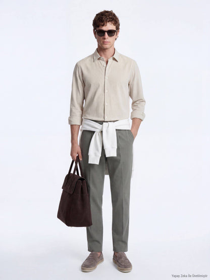Beige Gestreiftes Casual Hemd Regular Fit