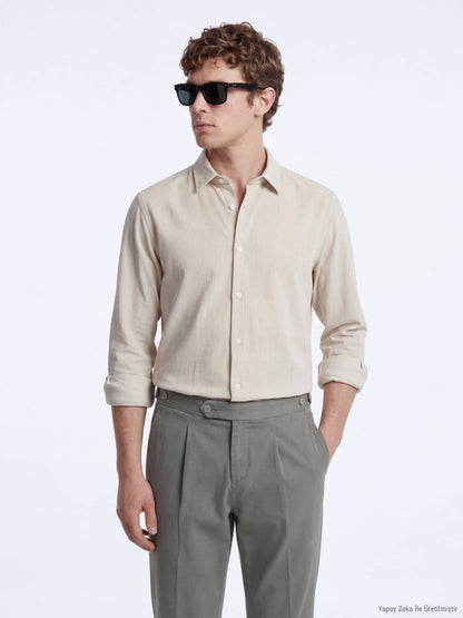 Beige Gestreiftes Casual Hemd Regular Fit
