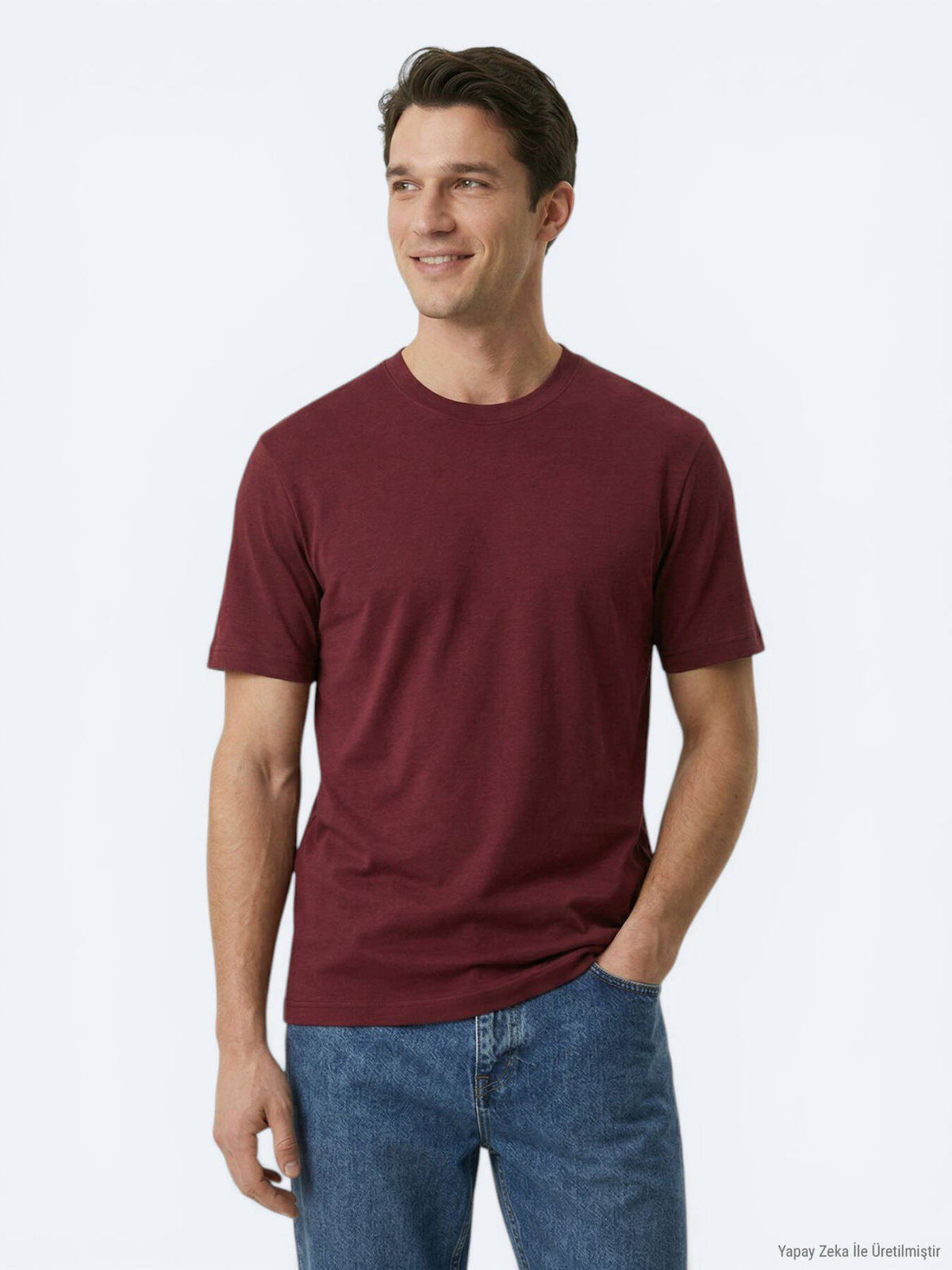 Bordeaux Unifarben T-Shirt