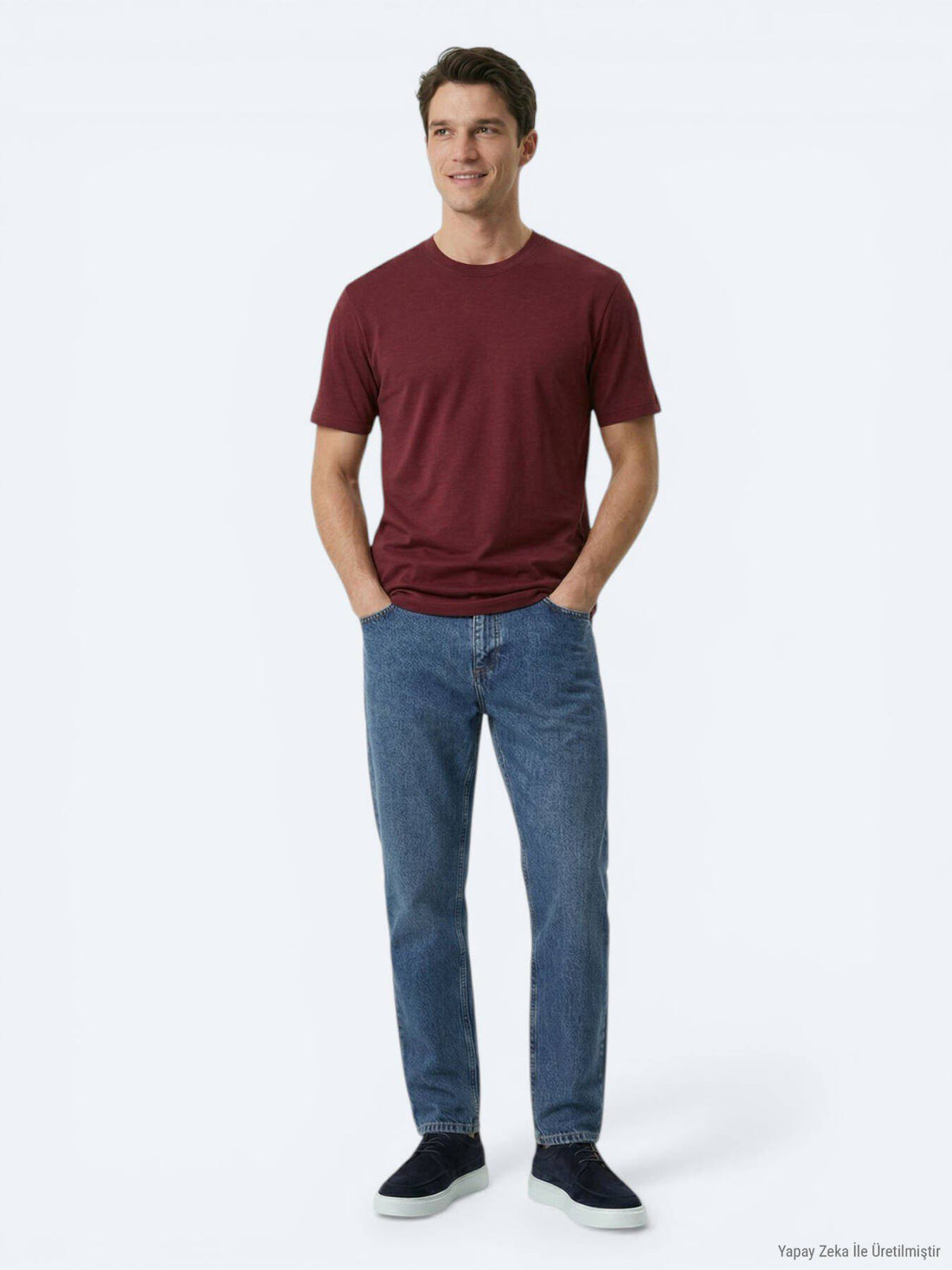 Bordeaux Unifarben T-Shirt