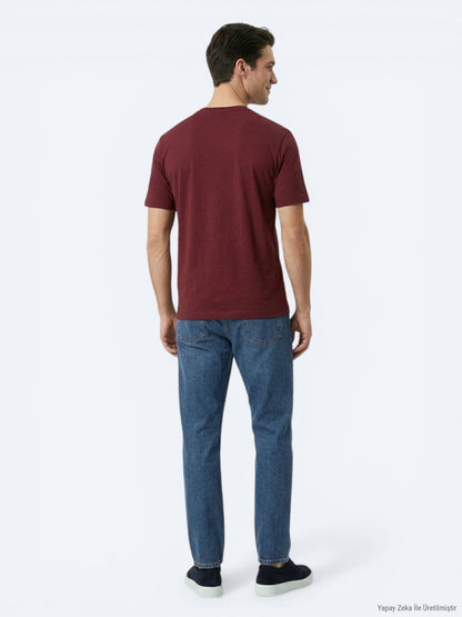 Bordeaux Unifarben T-Shirt