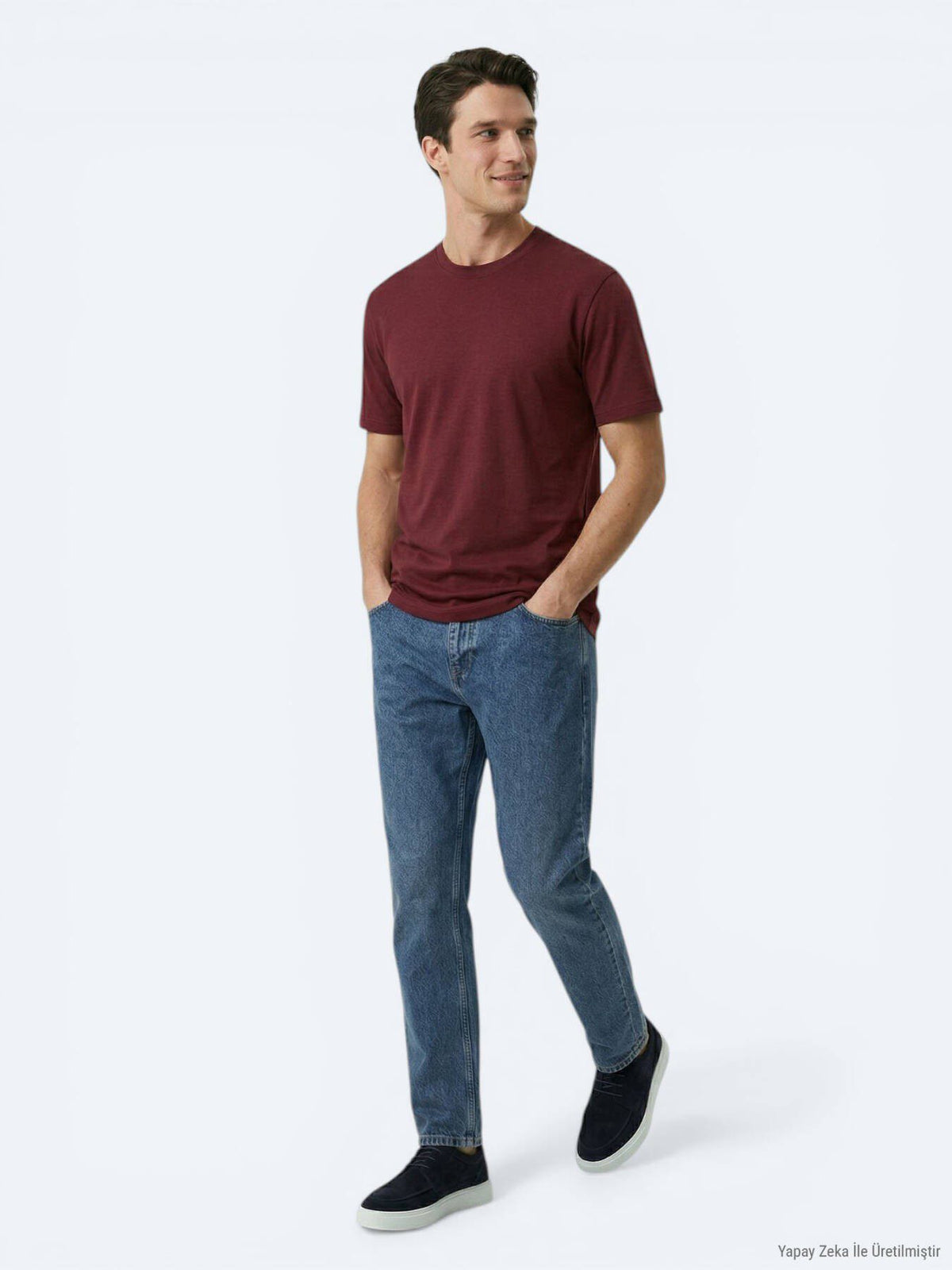 Bordeaux Unifarben T-Shirt