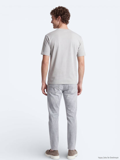 Steinfarbiges Basic T-Shirt