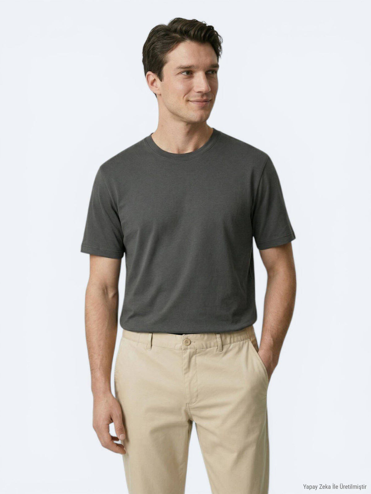 Dunkelkhaki Unifarben T-Shirt
