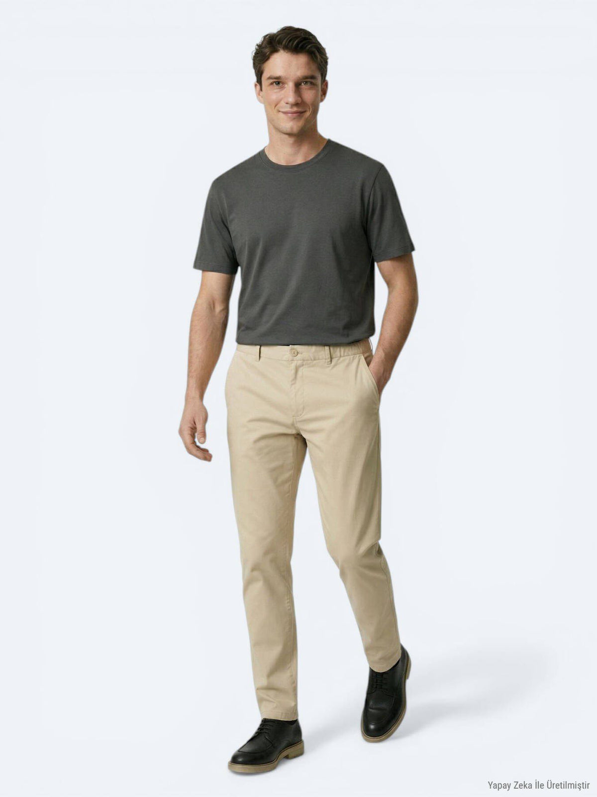 Dunkelkhaki Unifarben T-Shirt
