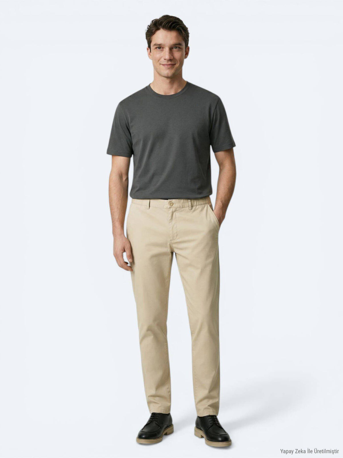 Dunkelkhaki Unifarben T-Shirt