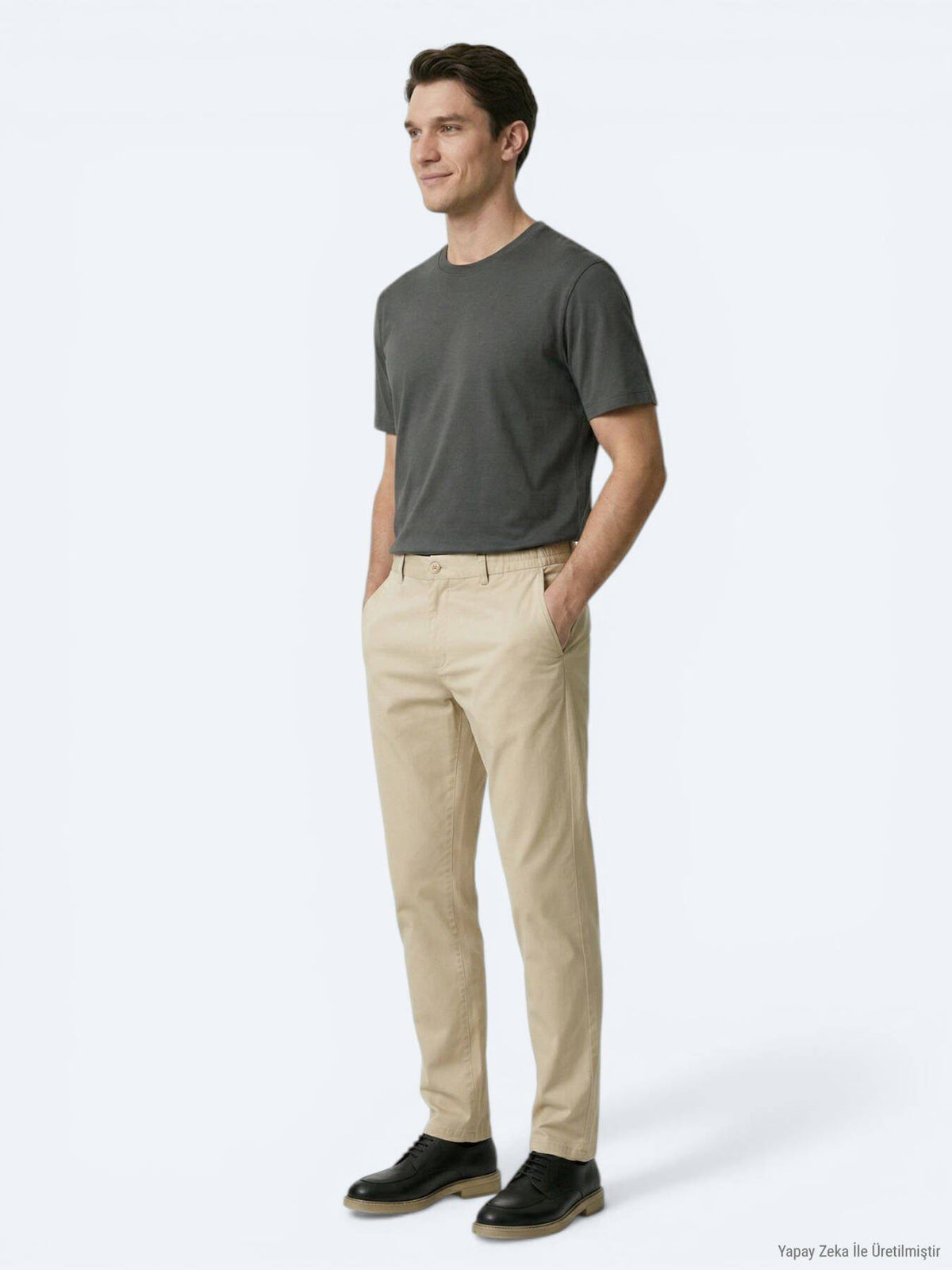 Dunkelkhaki Unifarben T-Shirt