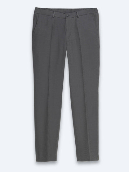 Khaki Gestreifter Modern Fit Anzug