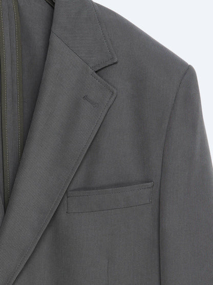Khaki Gestreifter Modern Fit Anzug