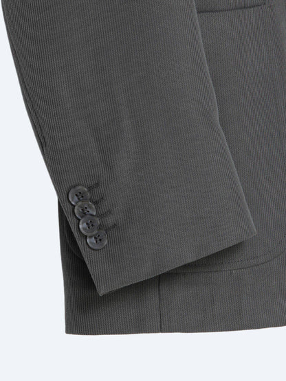 Khaki Gestreifter Modern Fit Anzug