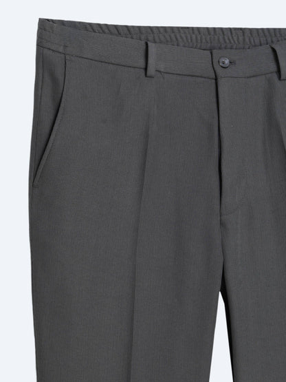 Khaki Gestreifter Modern Fit Anzug