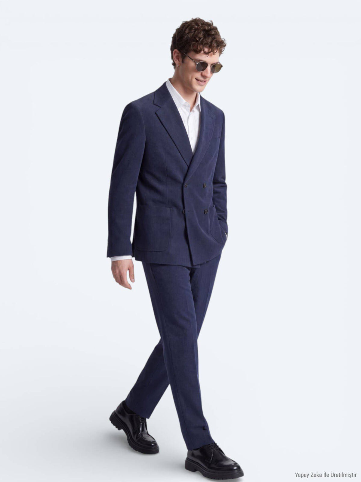 Marineblaue gestreifte Modern Fit Anzug