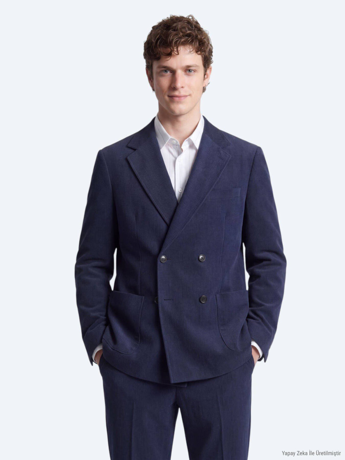 Marineblaue gestreifte Modern Fit Anzug