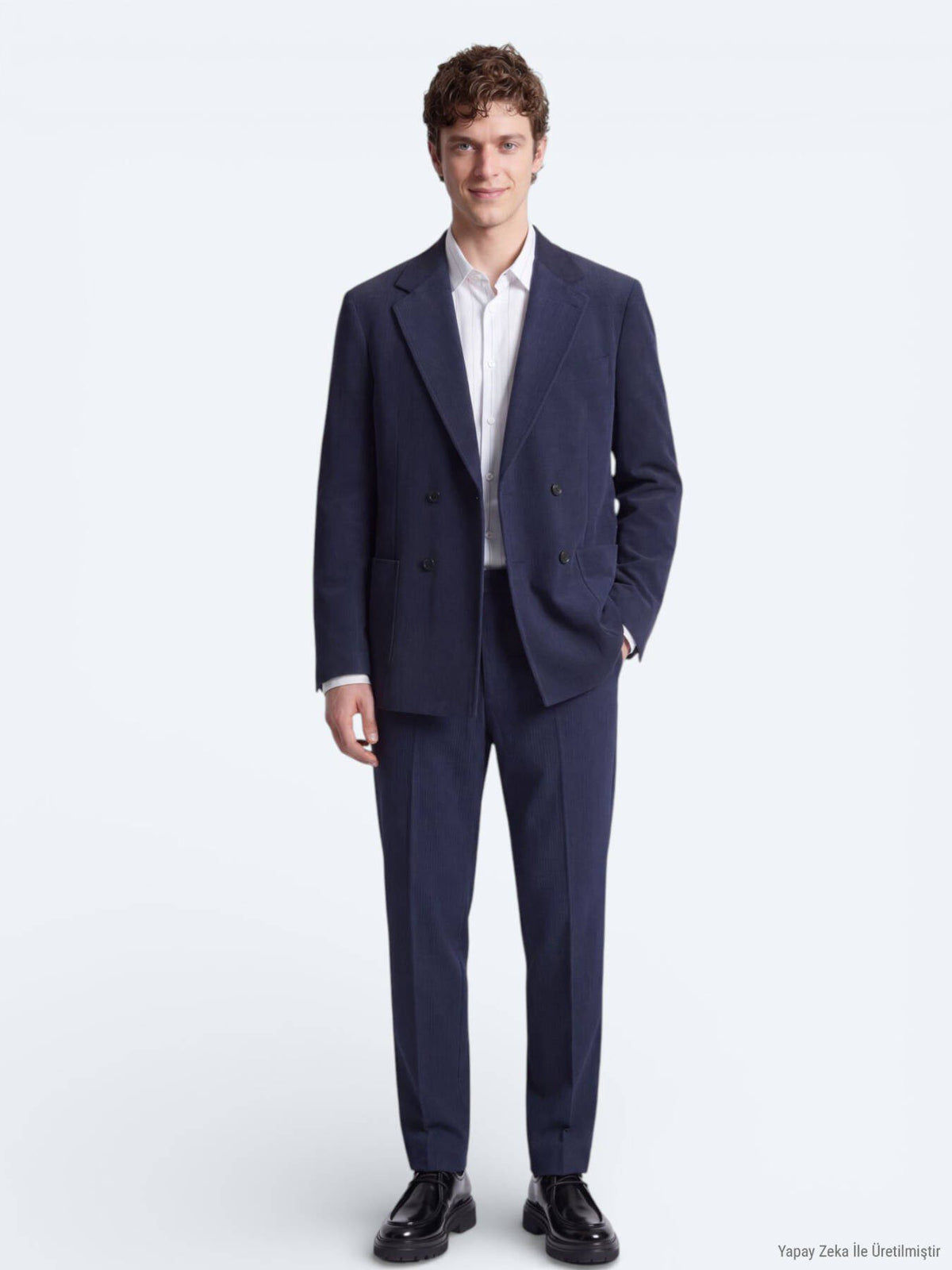 Marineblaue gestreifte Modern Fit Anzug