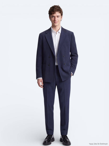 Marineblaue gestreifte Modern Fit Anzug