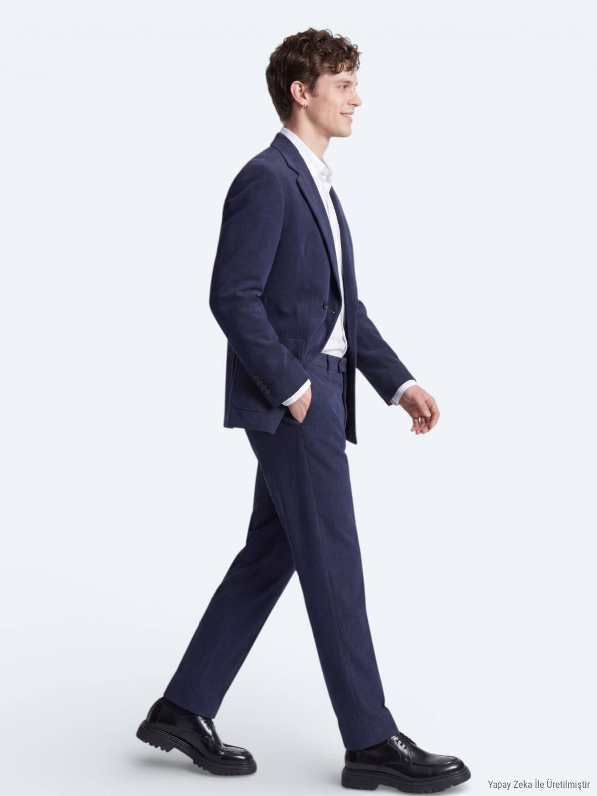 Marineblaue gestreifte Modern Fit Anzug