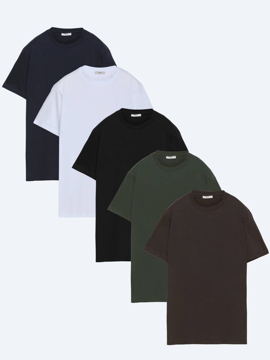 5er-Pack einfarbige T-Shirts aus 100 % Baumwolle