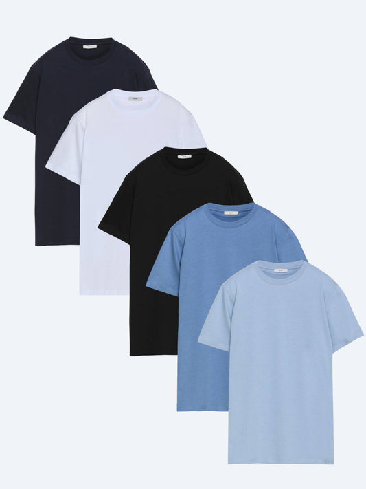 5er-Pack einfarbige T-Shirts aus 100 % Baumwolle