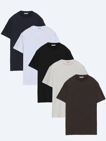 5er-Pack einfarbige T-Shirts aus 100 % Baumwolle