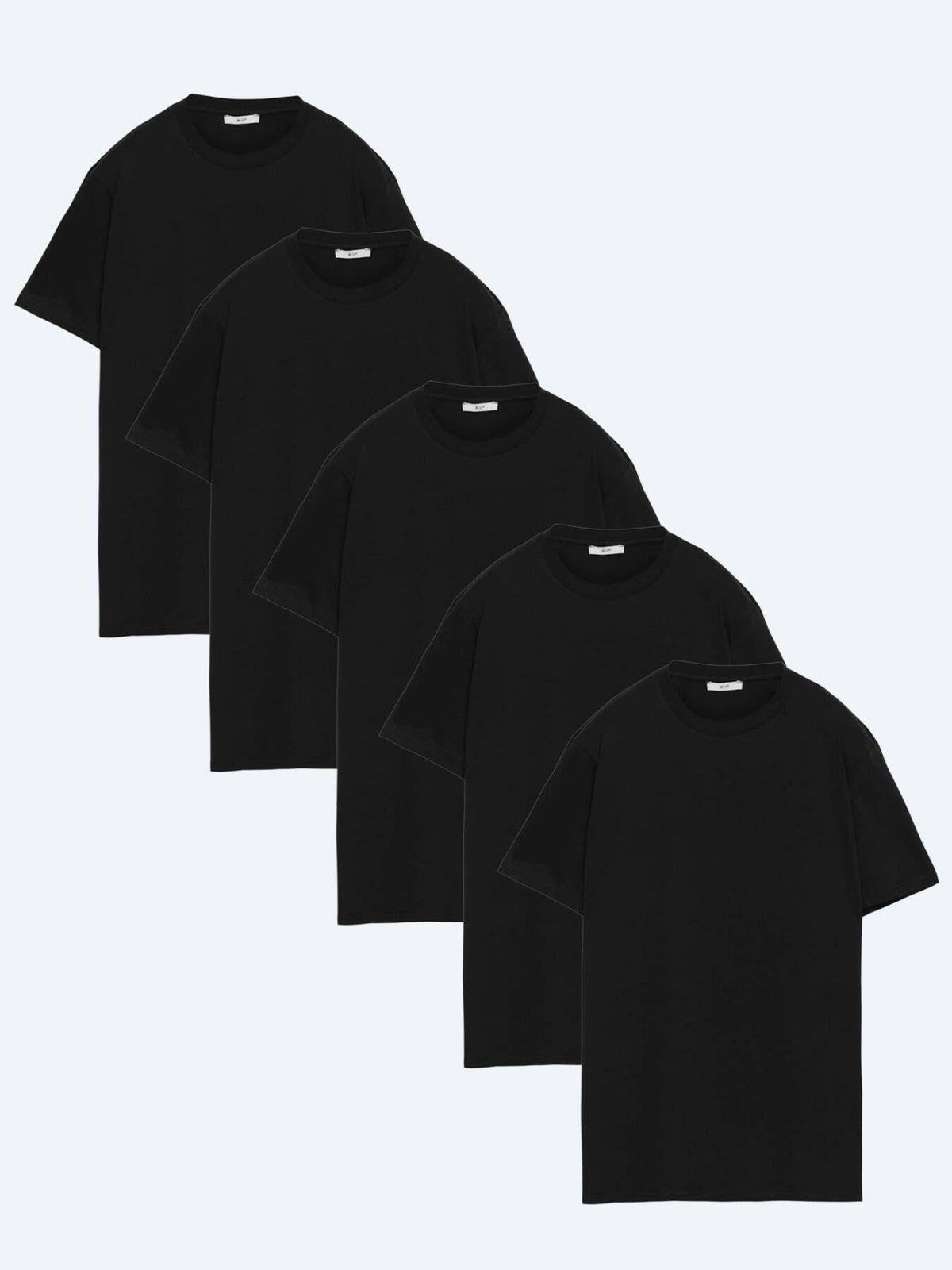 Schwarzes 5er-Pack einfarbige T-Shirts aus 100 % Baumwolle