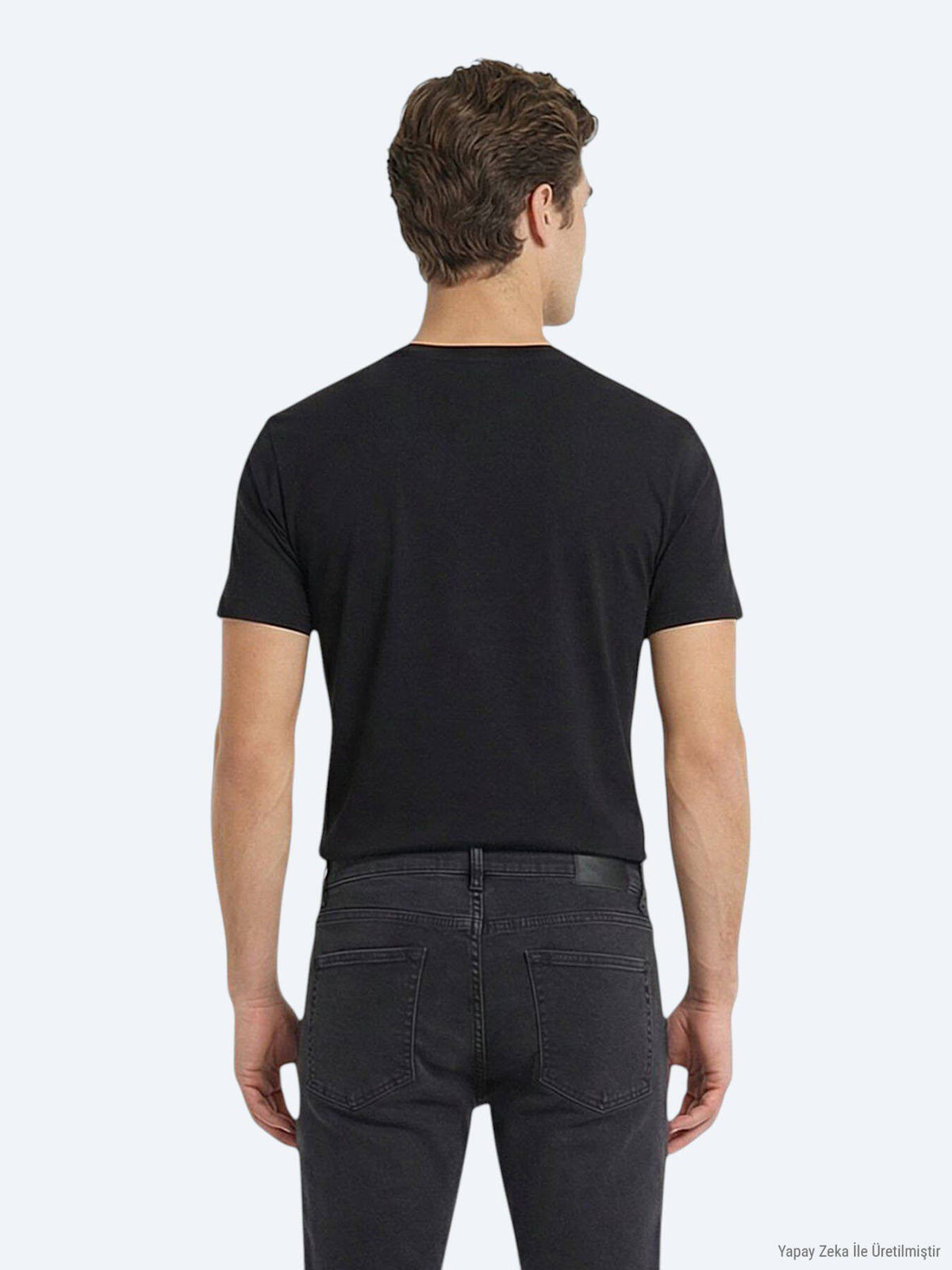 Schwarzes 5er-Pack einfarbige T-Shirts aus 100 % Baumwolle