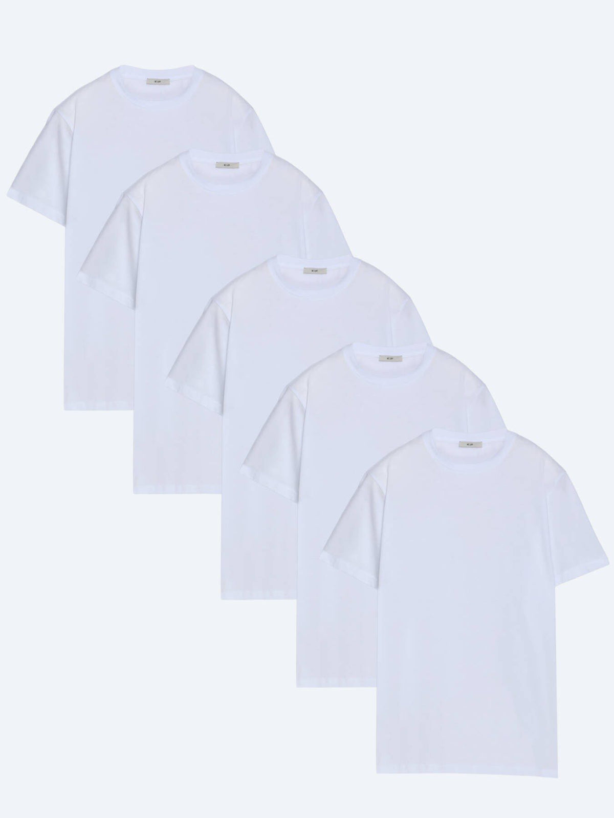 Weißes 5er-Pack einfarbiges T-Shirt aus 100 % Baumwolle