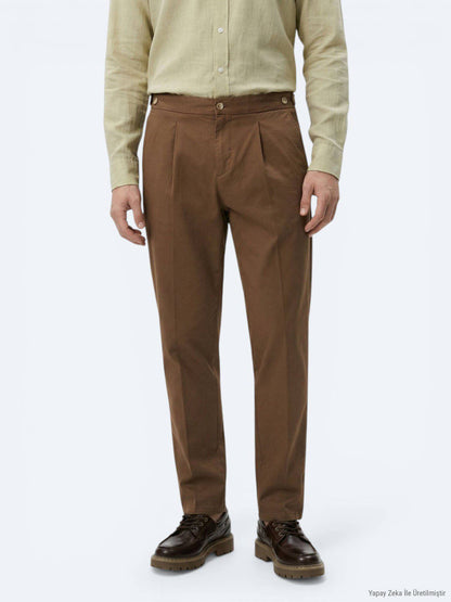 Kupfergewebte Regular Fit Baumwollhose