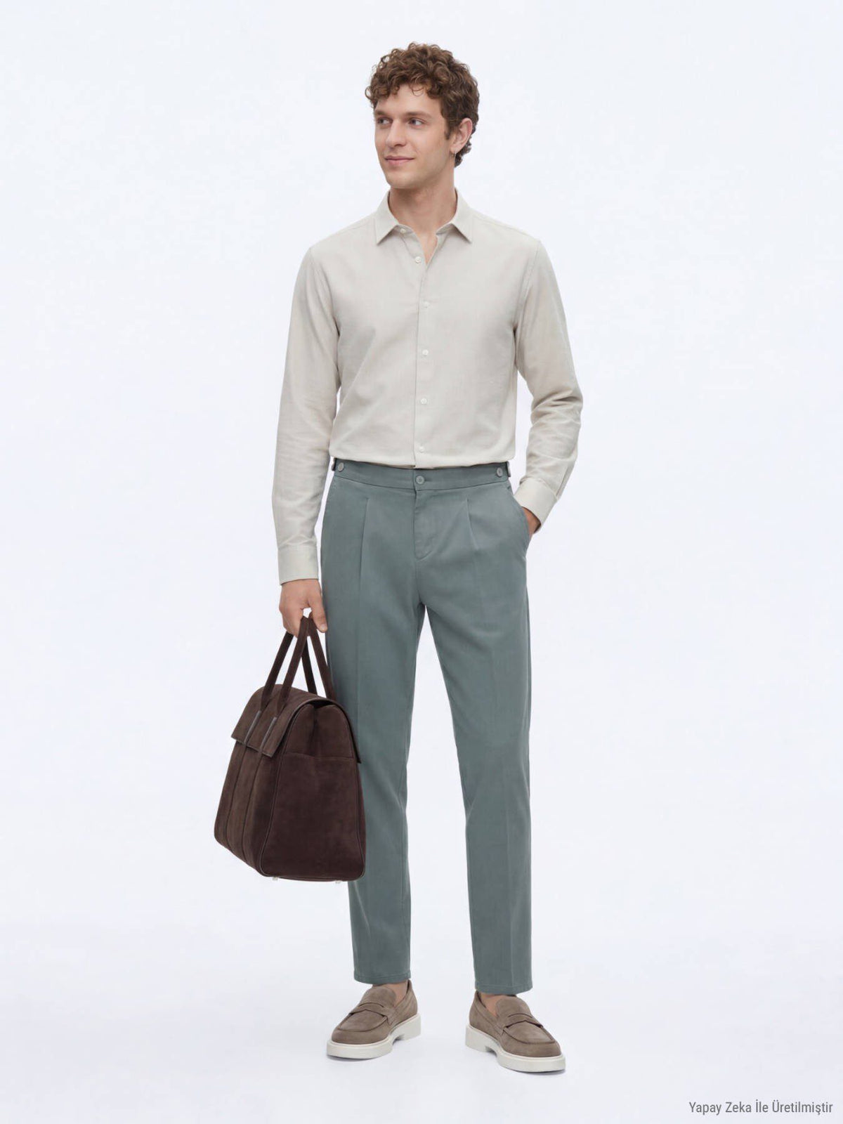 Mint Gewebe Regular Fit Casual Baumwollhose