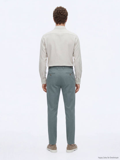 Mint Gewebe Regular Fit Casual Baumwollhose