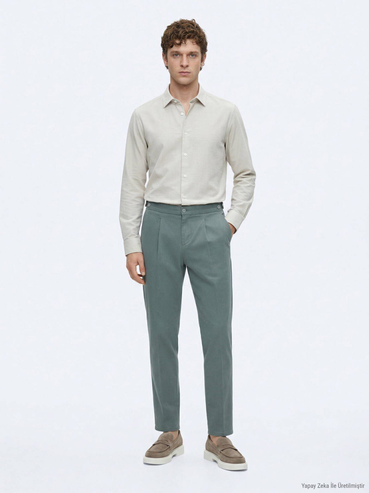 Mint Gewebe Regular Fit Casual Baumwollhose