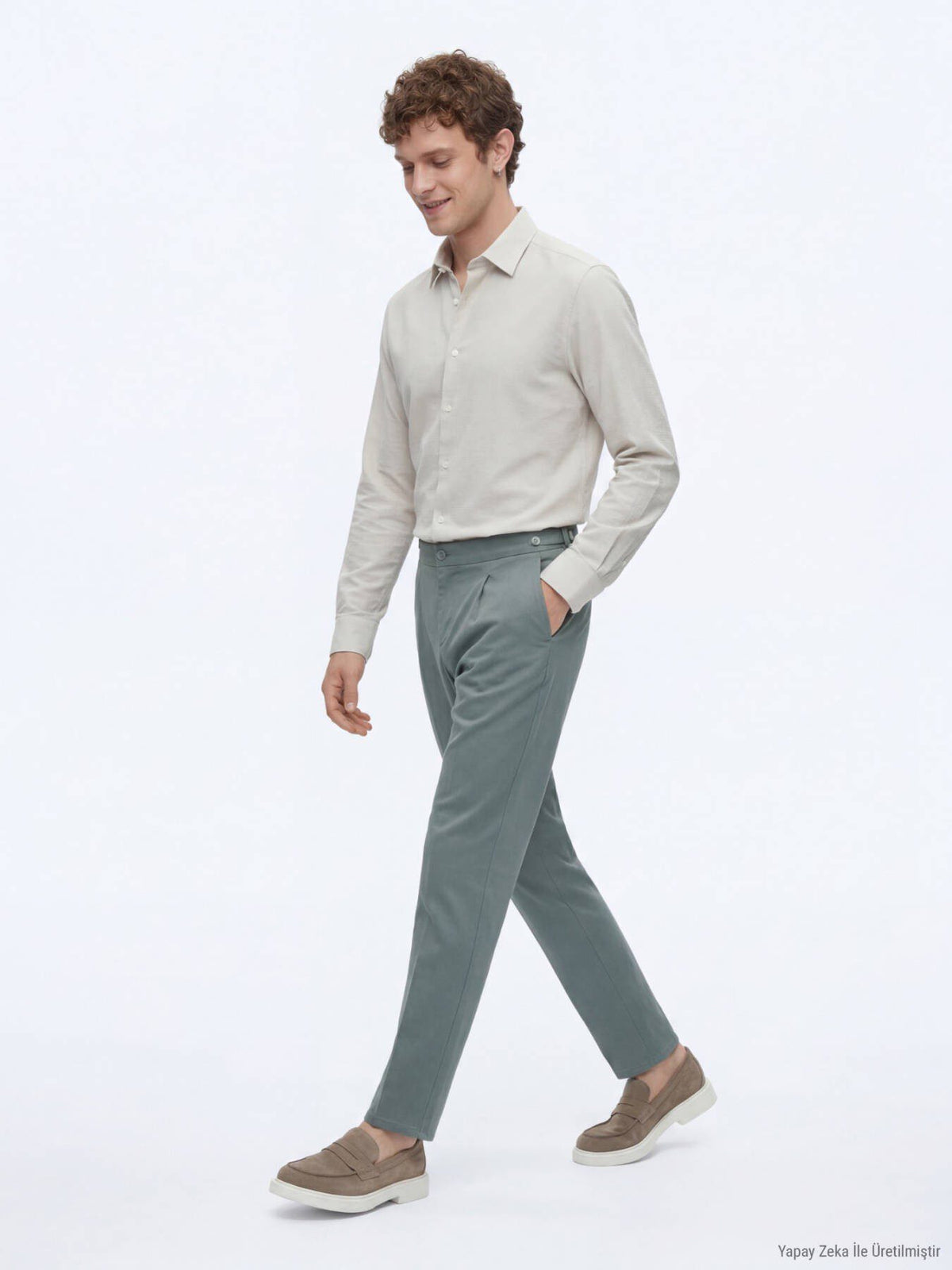 Mint Gewebe Regular Fit Casual Baumwollhose