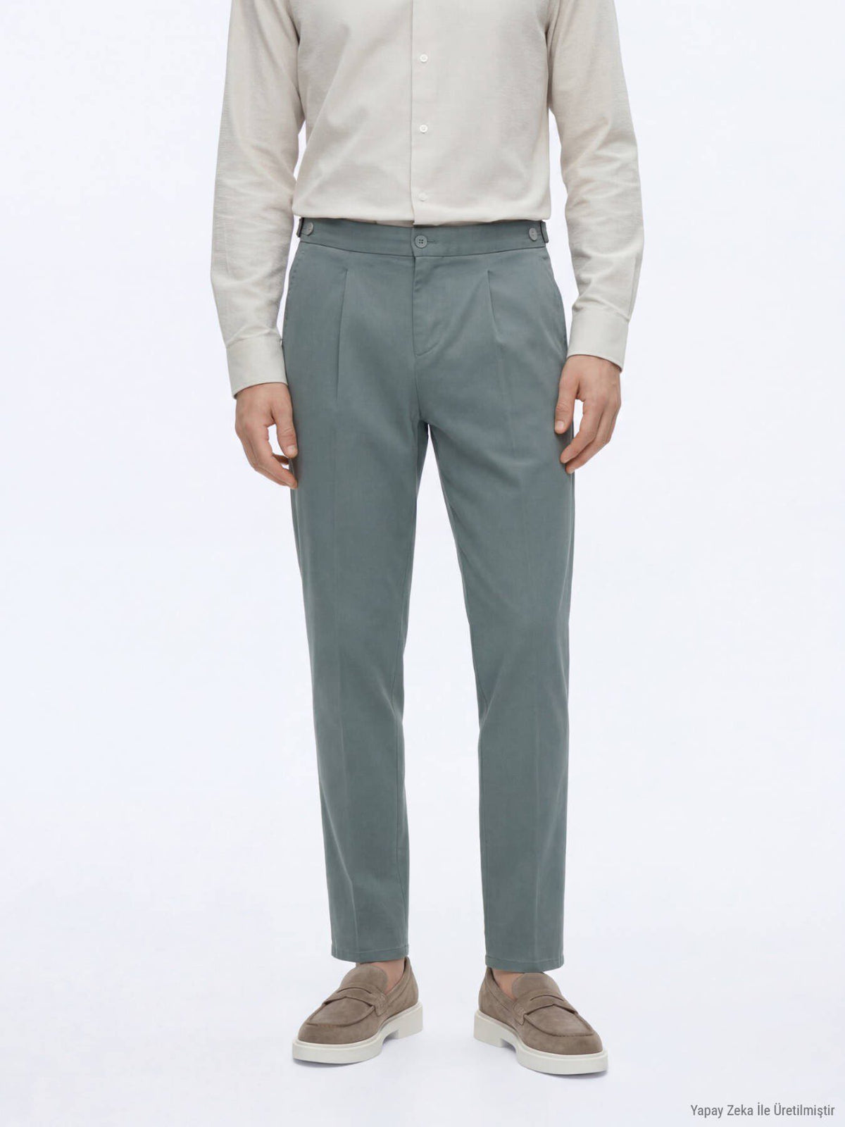 Mint Gewebe Regular Fit Casual Baumwollhose