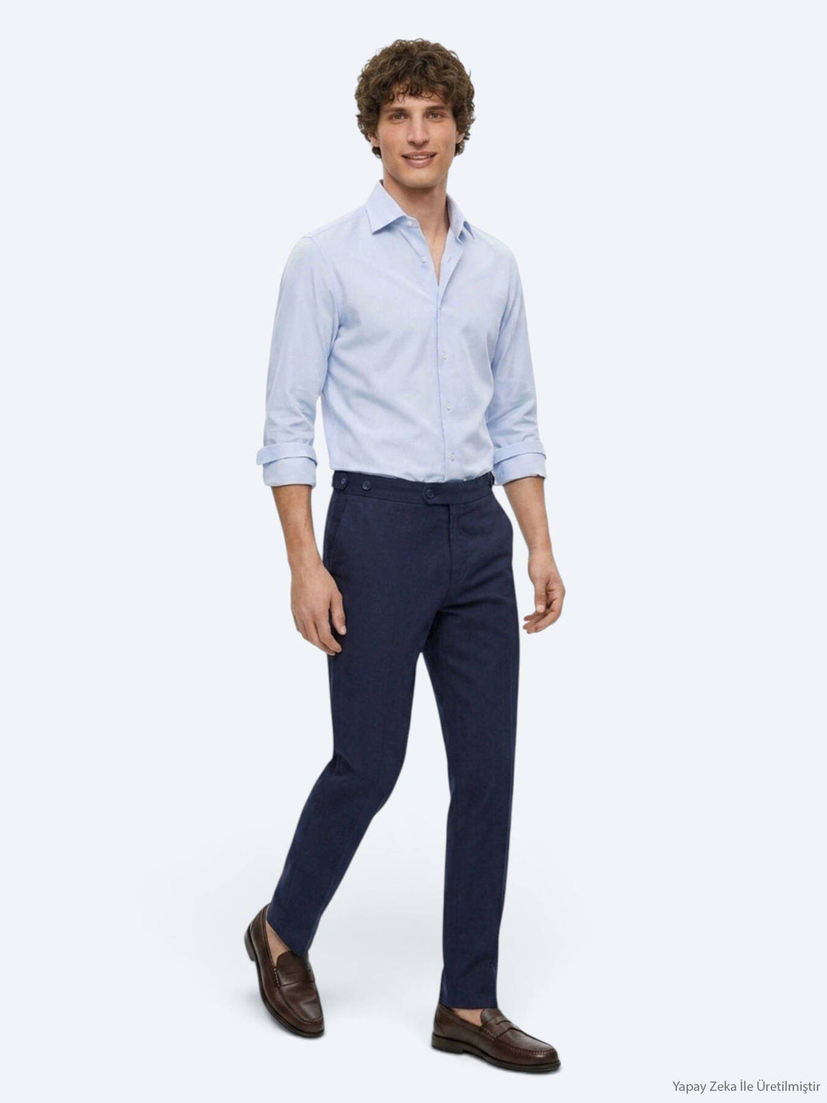 Marineblaue Baumwoll-Mix Hose Regular Fit