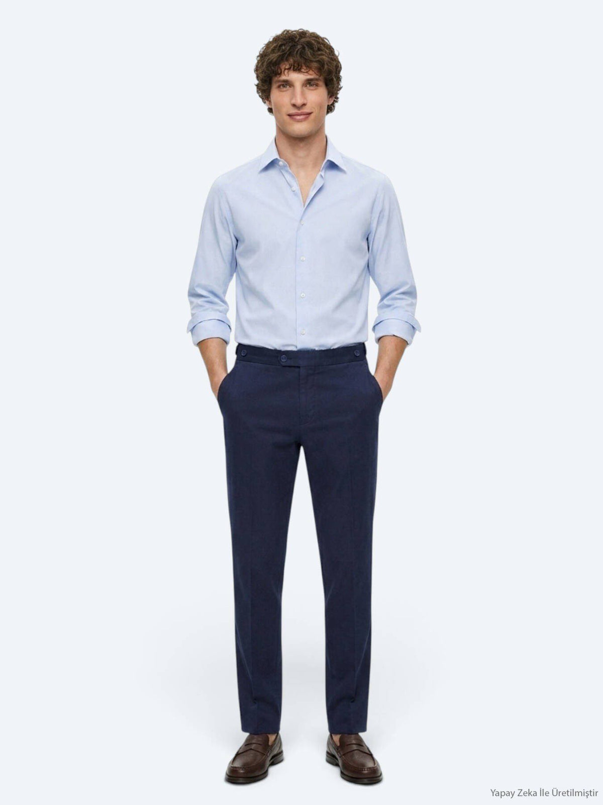 Marineblaue Baumwoll-Mix Hose Regular Fit