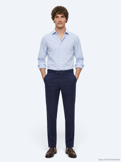 Marineblaue Baumwoll-Mix Hose Regular Fit