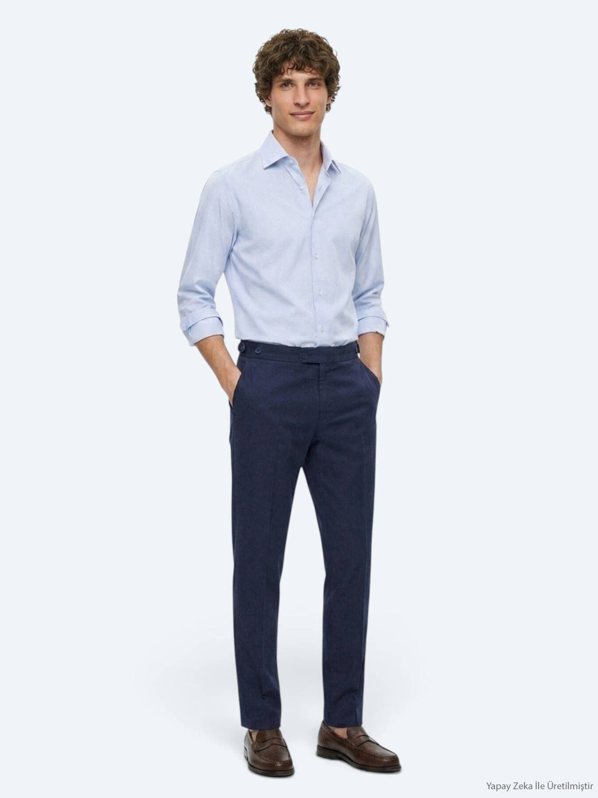 Marineblaue Baumwoll-Mix Hose Regular Fit