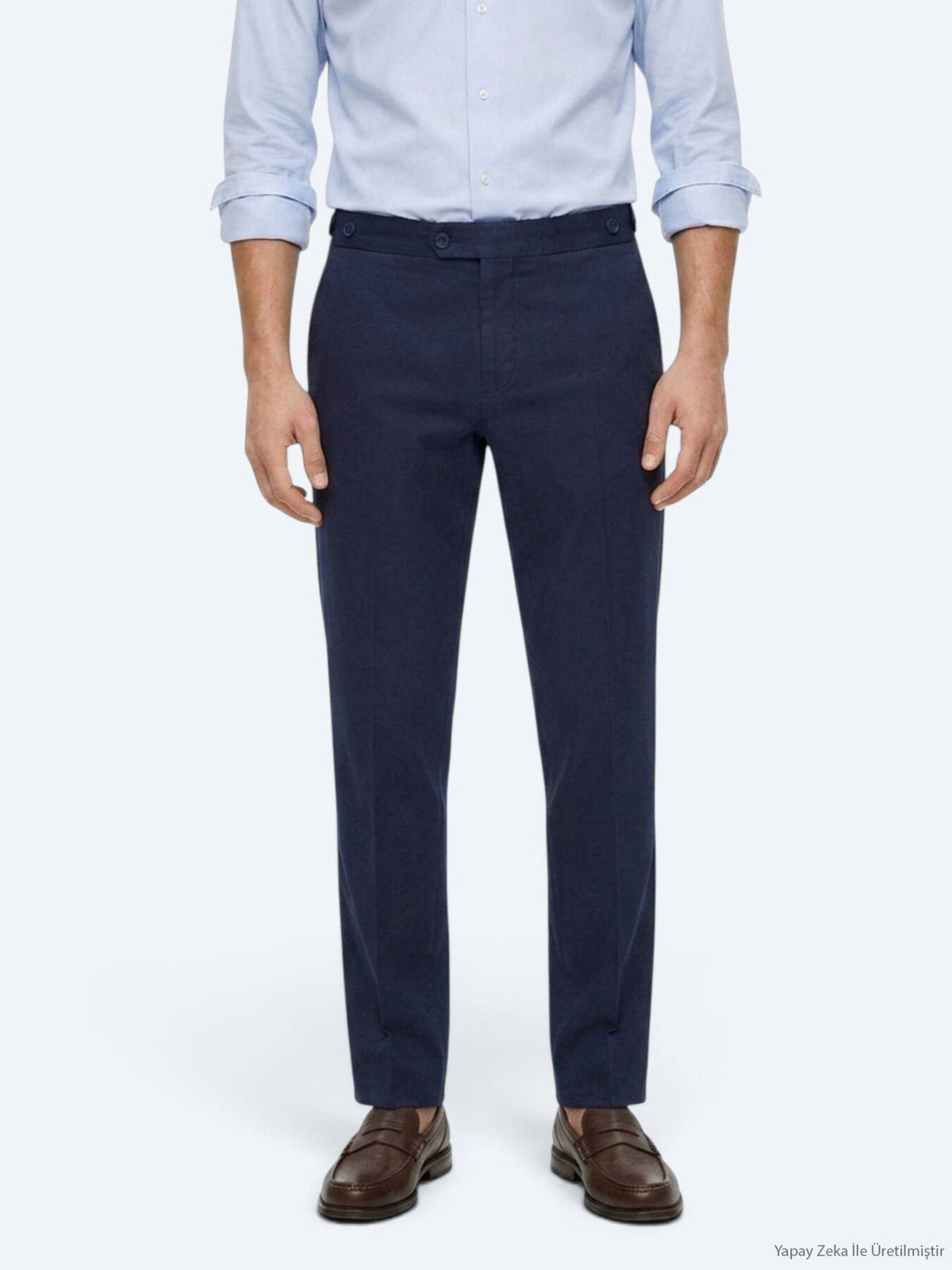 Marineblaue Baumwoll-Mix Hose Regular Fit