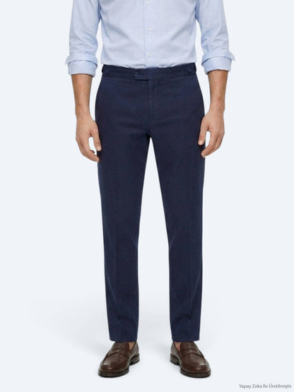 Marineblaue Baumwoll-Mix Hose Regular Fit