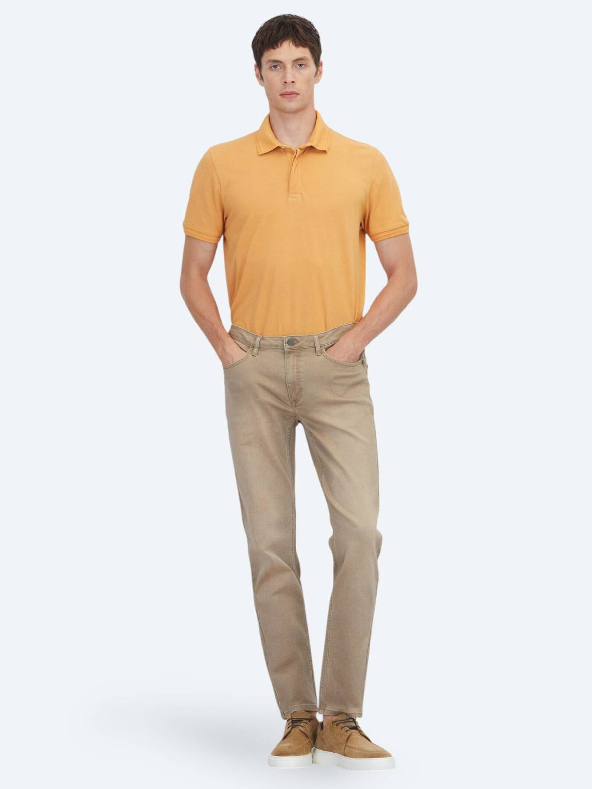 Buff Slim Fit Denim Baumwollhose