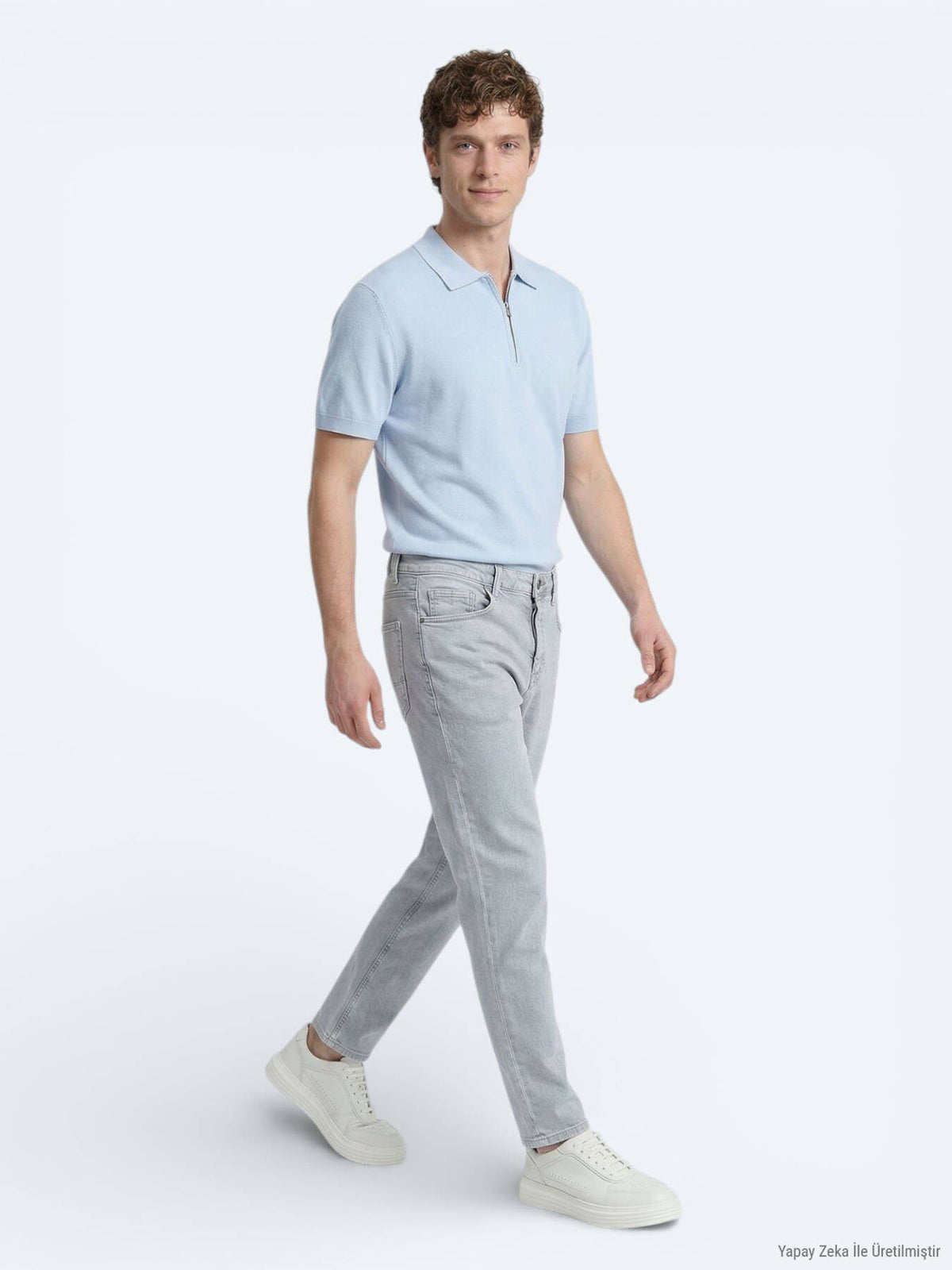Blaue Slim Fit Denim Baumwollhose