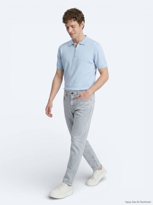 Blaue Slim Fit Denim Baumwollhose