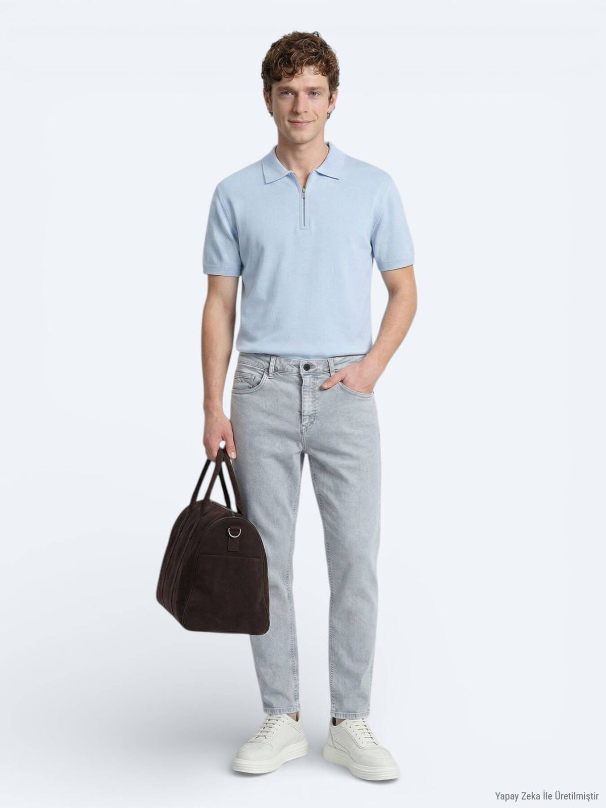 Blaue Slim Fit Denim Baumwollhose