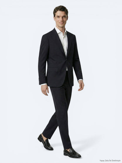 Schwarzer gestreifter Anzug modern fit